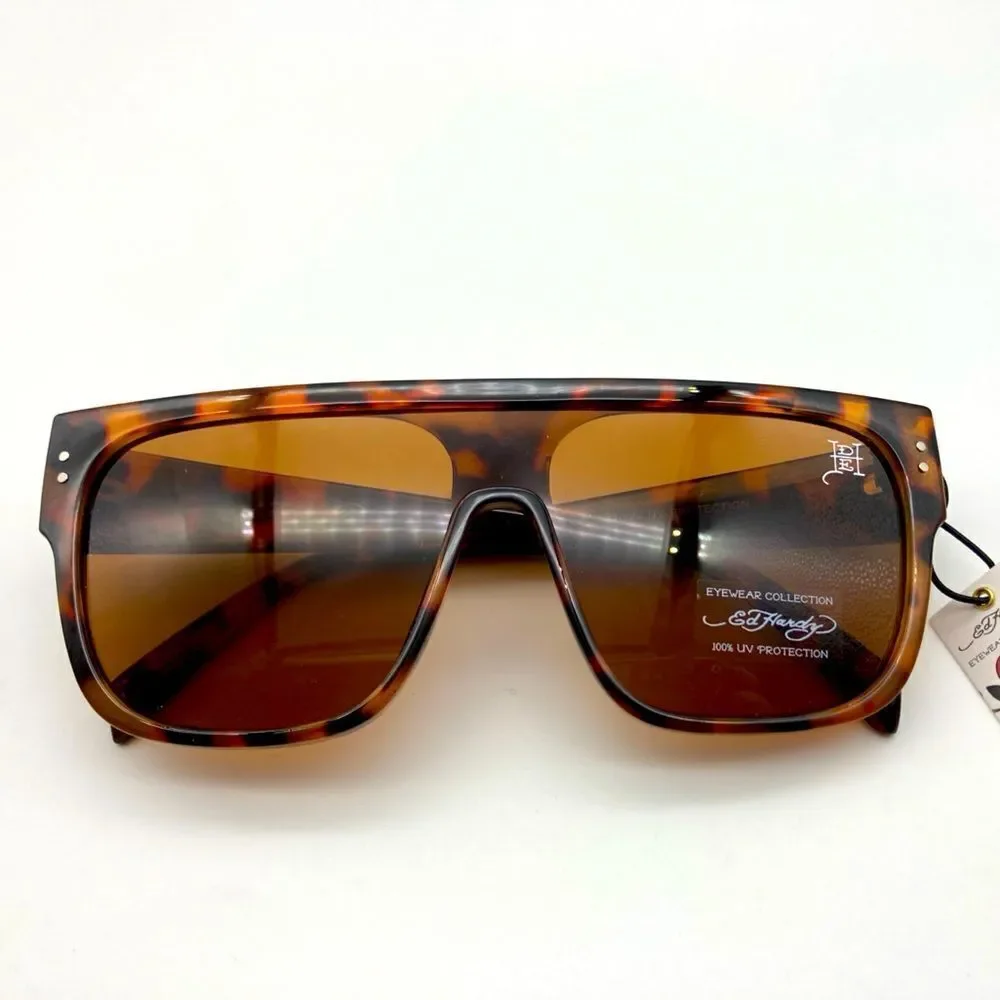 NWT Ed Hardy Immortals Style Shiny Tortoise Unisex Sunglasses
